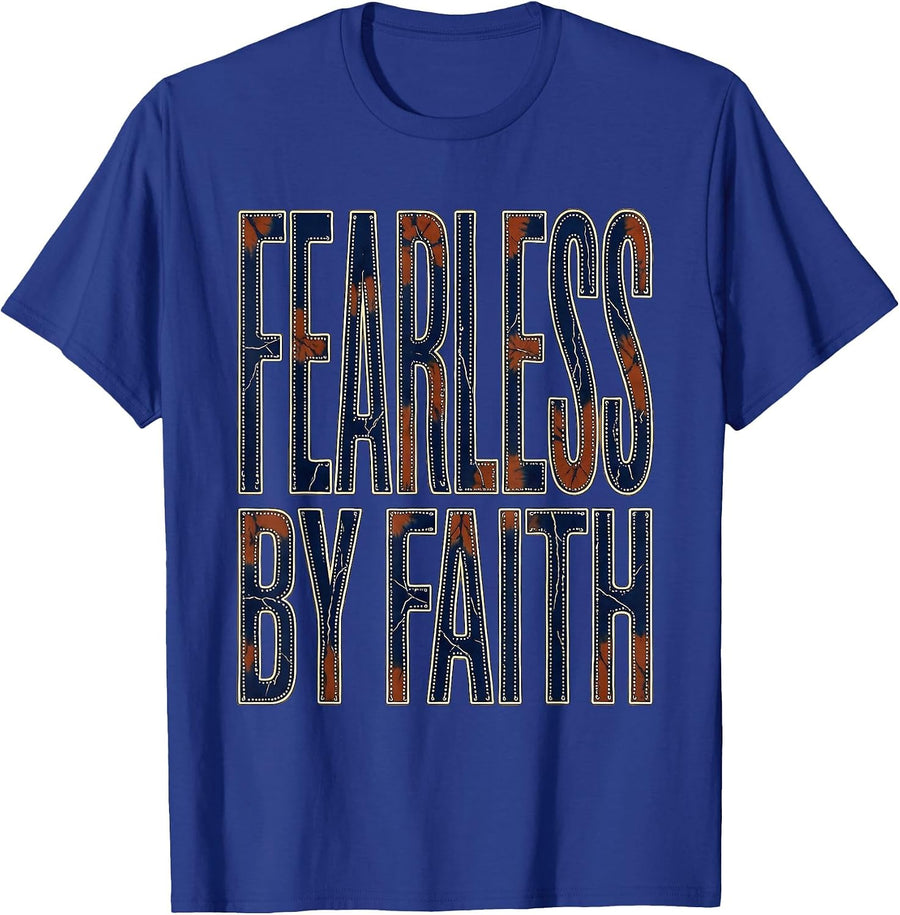Fearless by Faith Faith Over Fear Graphic Design T-Shirt - Royal Blue
