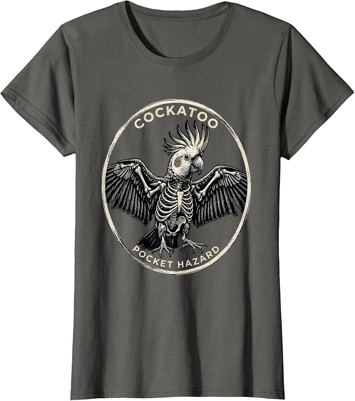Women's Cockatoo Pocket Hazard Funny Cockatiel Bird Lover Gift T-Shirt - Asphalt Grey