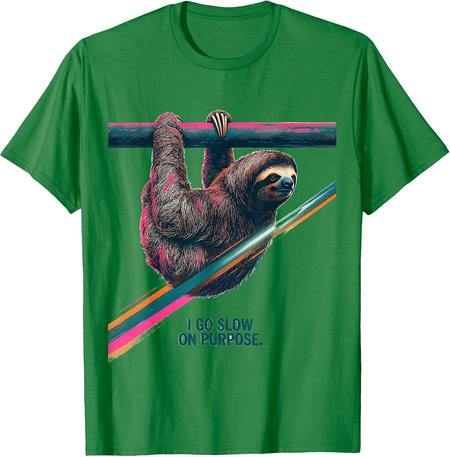 Men's I Go Slow On Purpose Funny Sloth Lover Humor Gift T-Shirt - Kelly Green