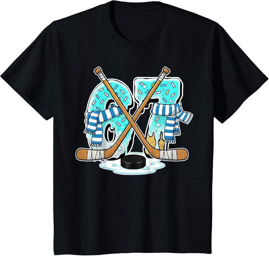 67 Ice Cream Drip Hockey Gen Alpha Slang Six Seven Meme T-Shirt - Black