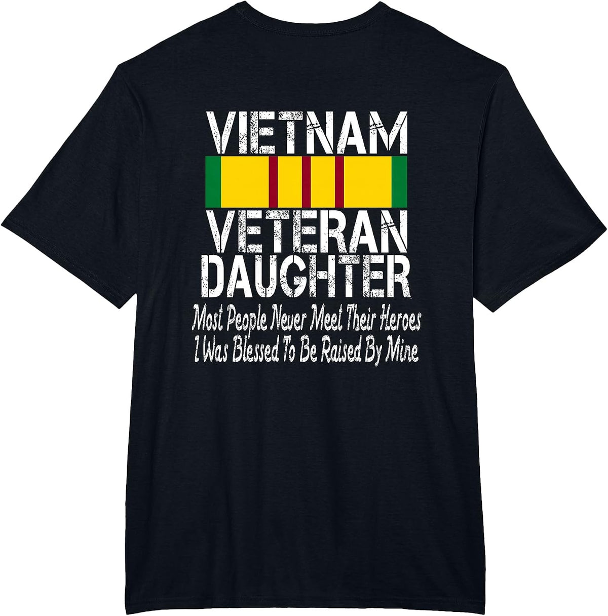 (Print on Back) Vintage Proud Vietnam Veteran Daughter T-Shirt - Black