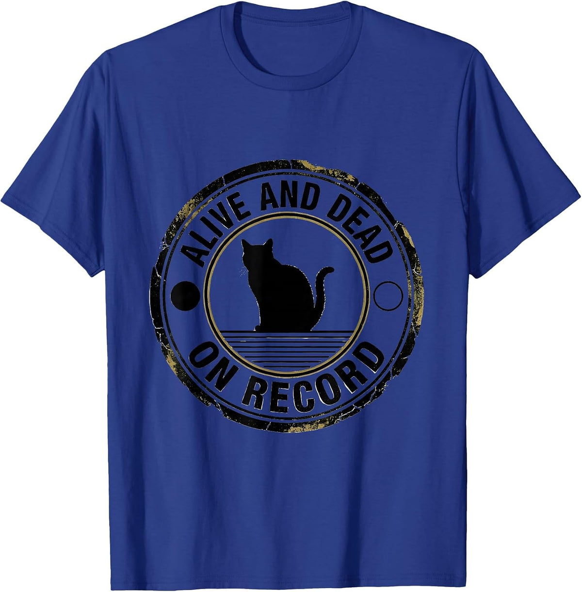 Men's Alive And Dead On Record Physics Nerd Humor Cat Lover T-Shirt - Royal Blue