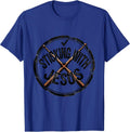 Sticking With Jesus Rubber Stamp Christian Musician Drummer T-Shirt - Royal Blue