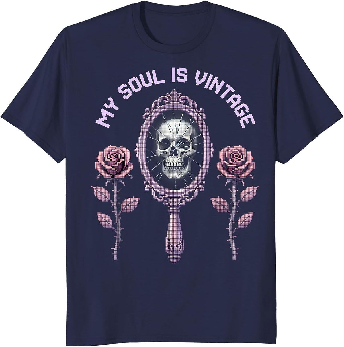 My Soul Is Vintage Goth Dark Aesthetic Design T-Shirt - Navy Blue