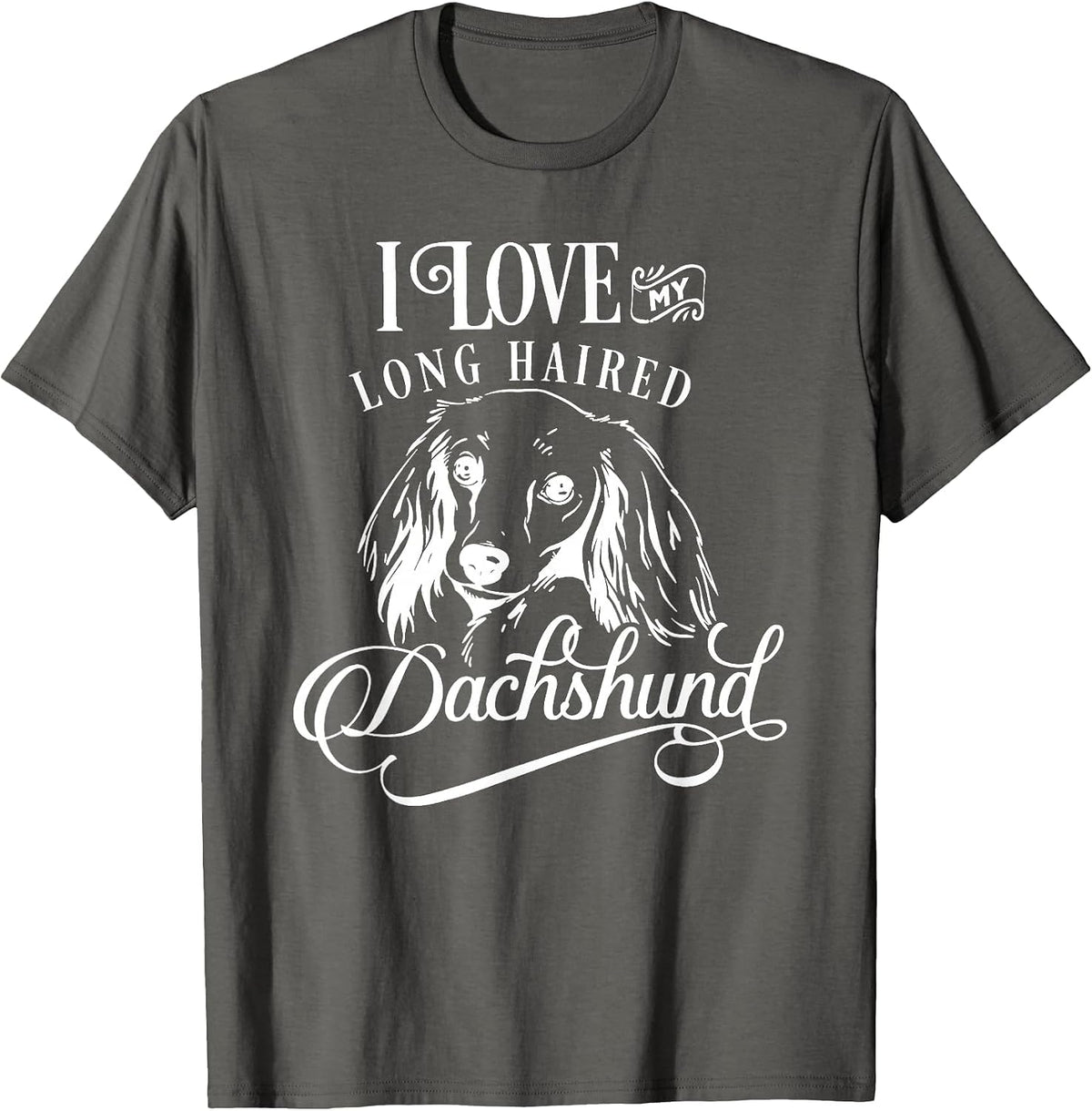 I Love My Dachshund T-Shirt I Cute Animal Pet Paw Novelty T-Shirt - Asphalt Grey