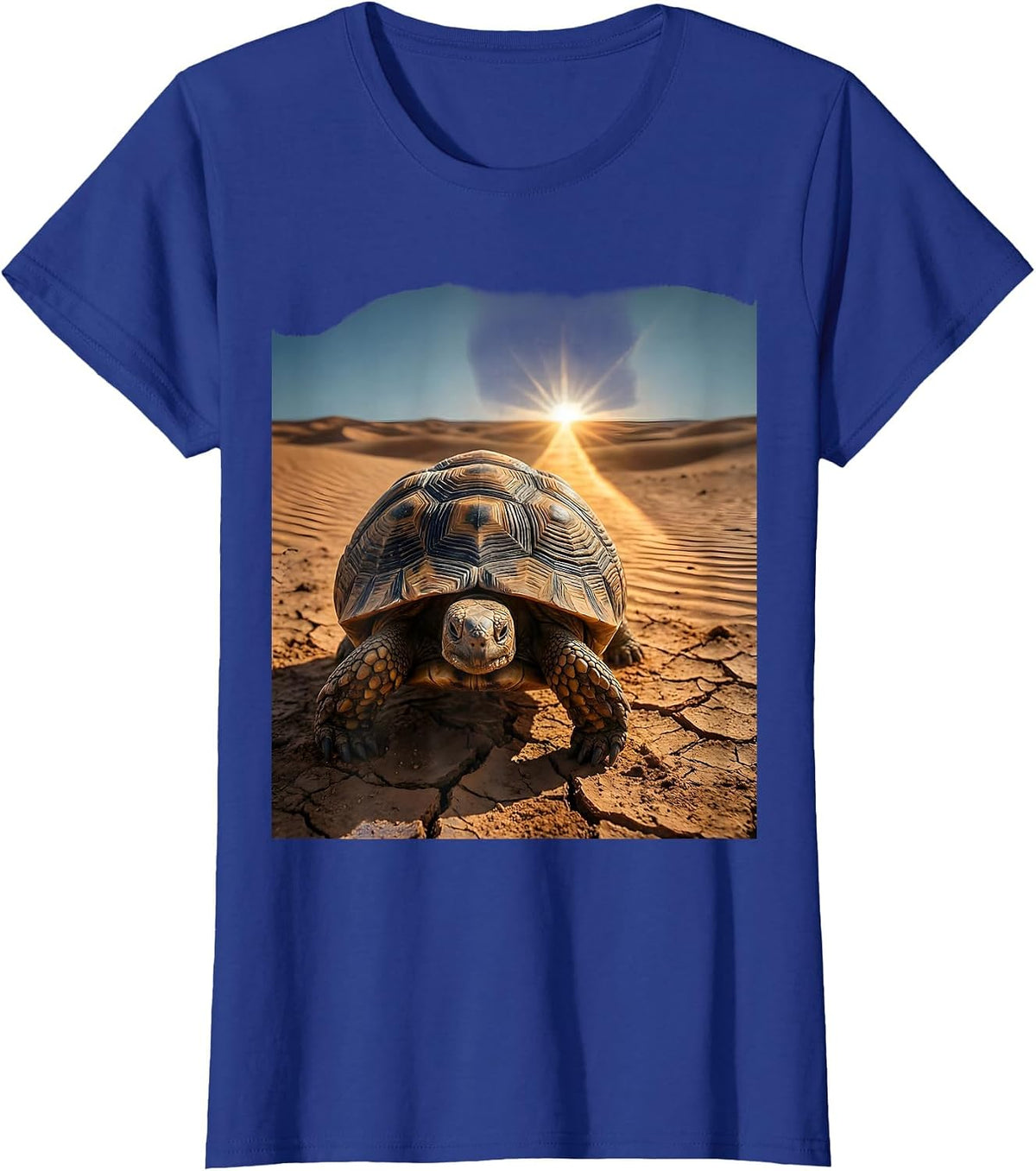 Women's Faith Over Fear Desert Turtle Graphic Tee T-Shirt - Royal Blue