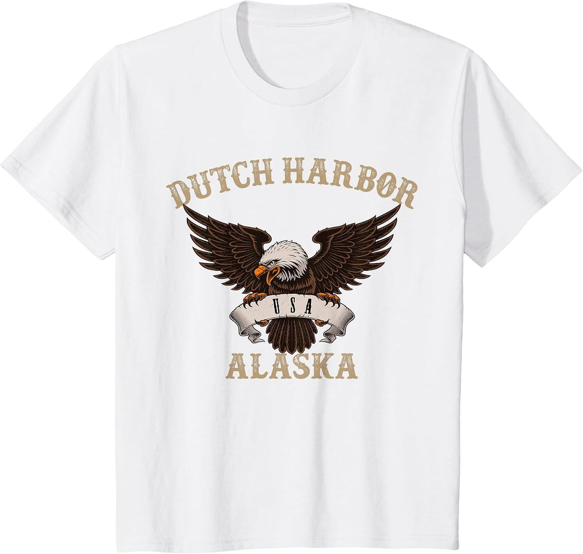Dutch Harbor Alaska USA Bald Eagle T-Shirt - White