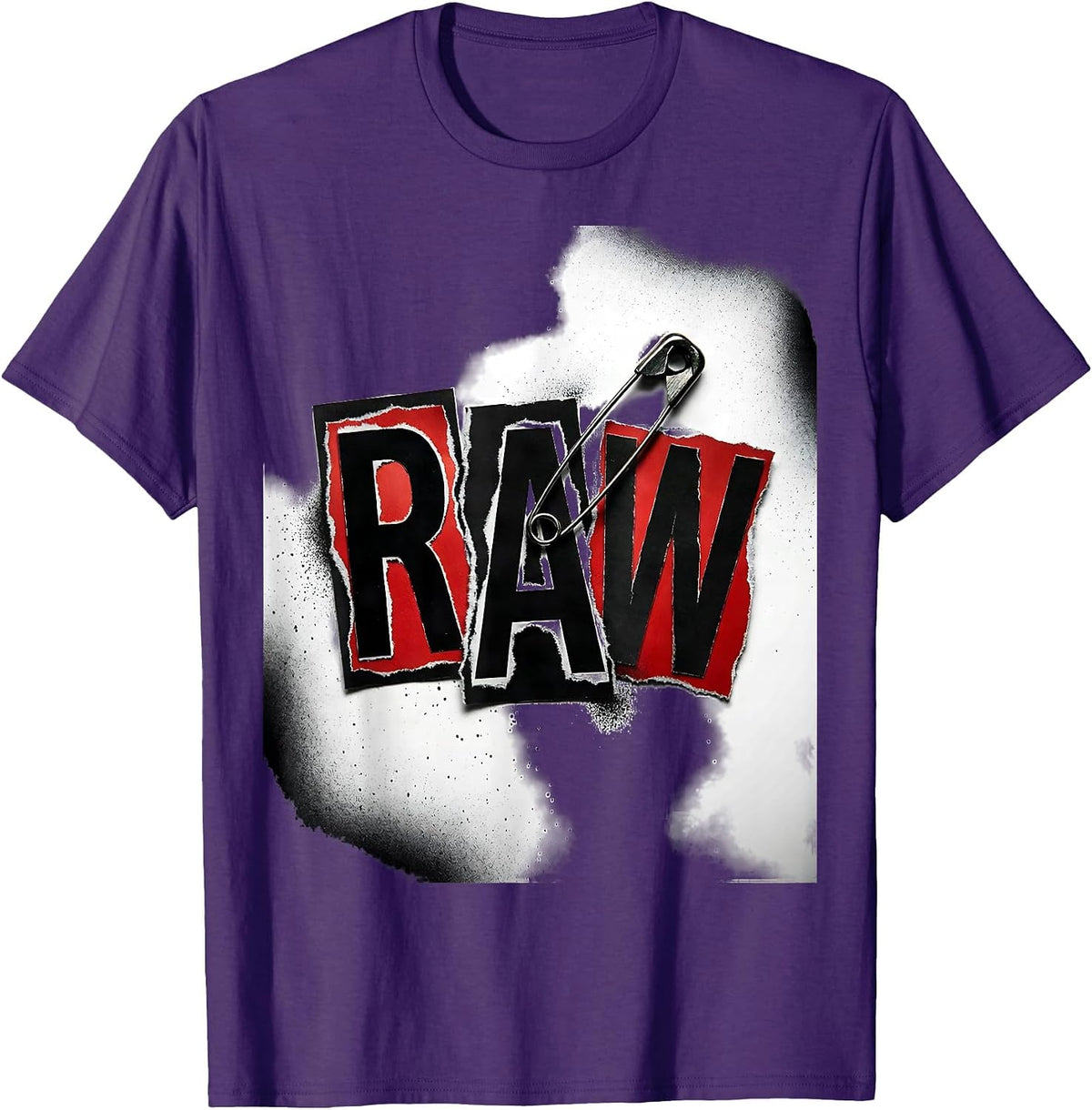 Men's RAW Punk Metal Graffiti Street-Art Style Graphic Humor T-Shirt - Purple