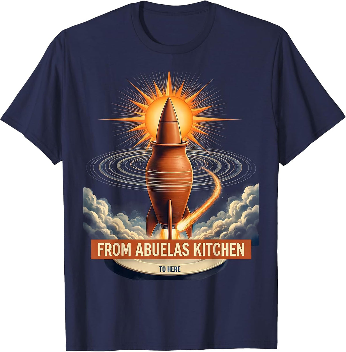 From Abuelas Kitchen To Here Mexican American Design T-Shirt - Navy Blue