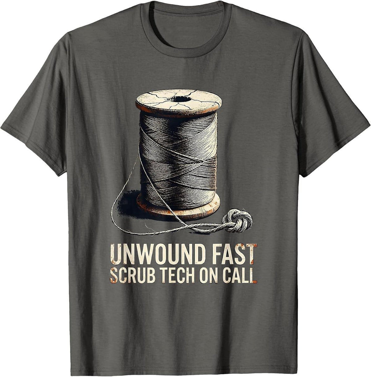 Unwound Fast Scrub Tech On Call Distressed Surgical T-Shirt - Asphalt Grey