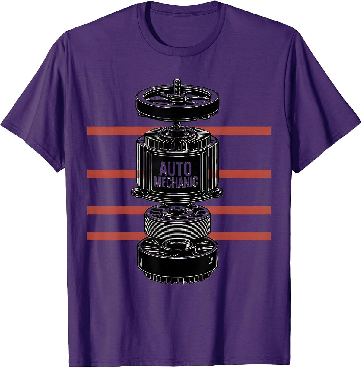 Auto Mechanic Exploded Alternator American Flag Mechanic T-Shirt - Purple
