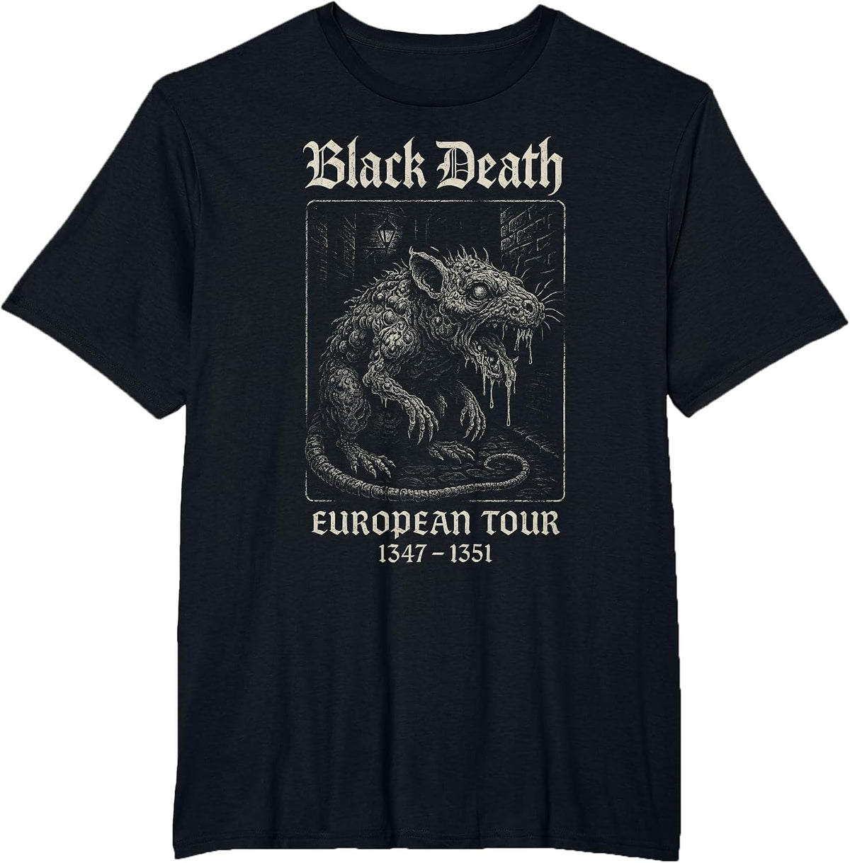 Plague Rat Black Death European Tour Occult T-Shirt - Black