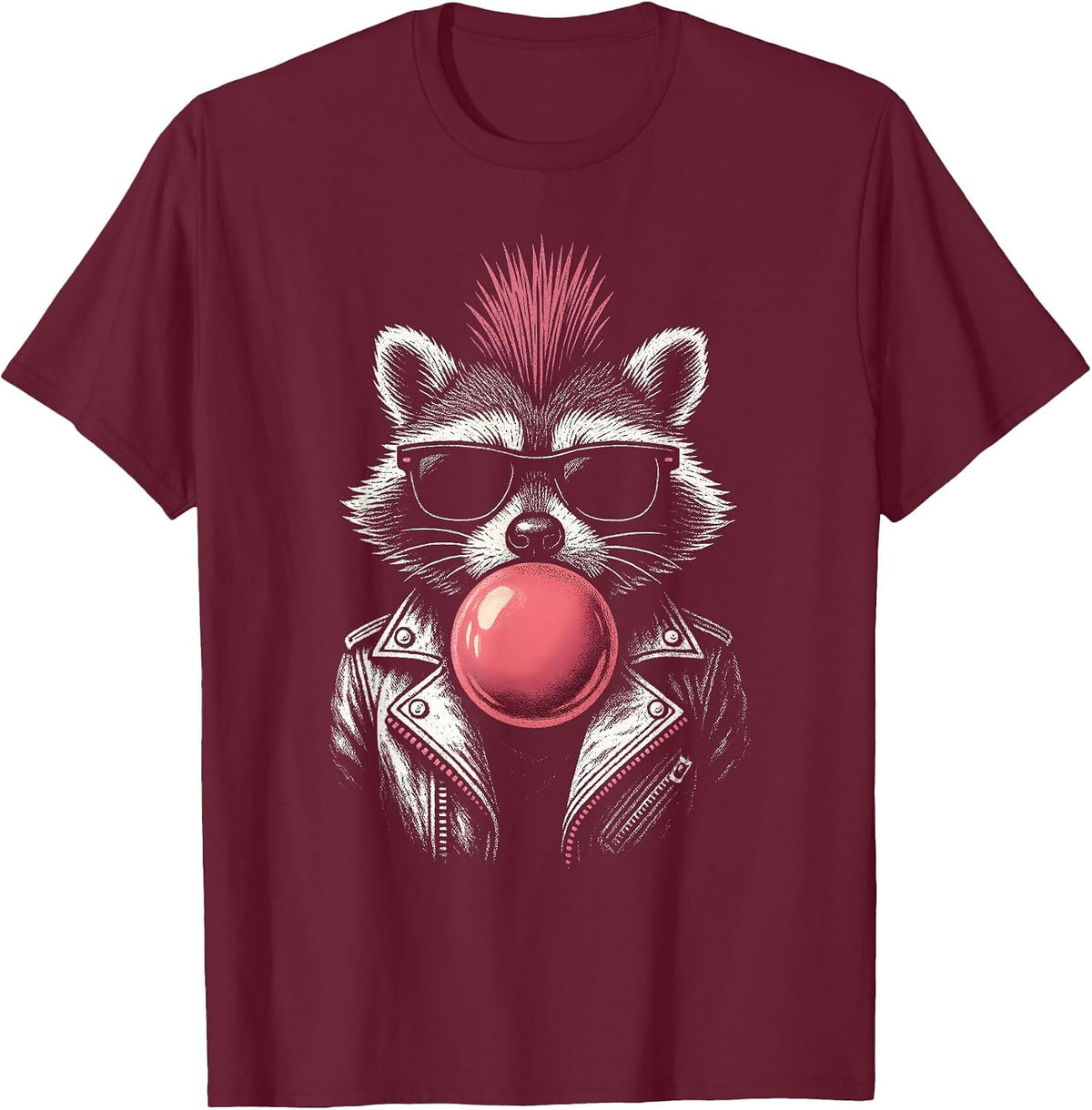 Raccoon Rock Music Men Women Kids Funny Raccoon T-Shirt - Burgundy