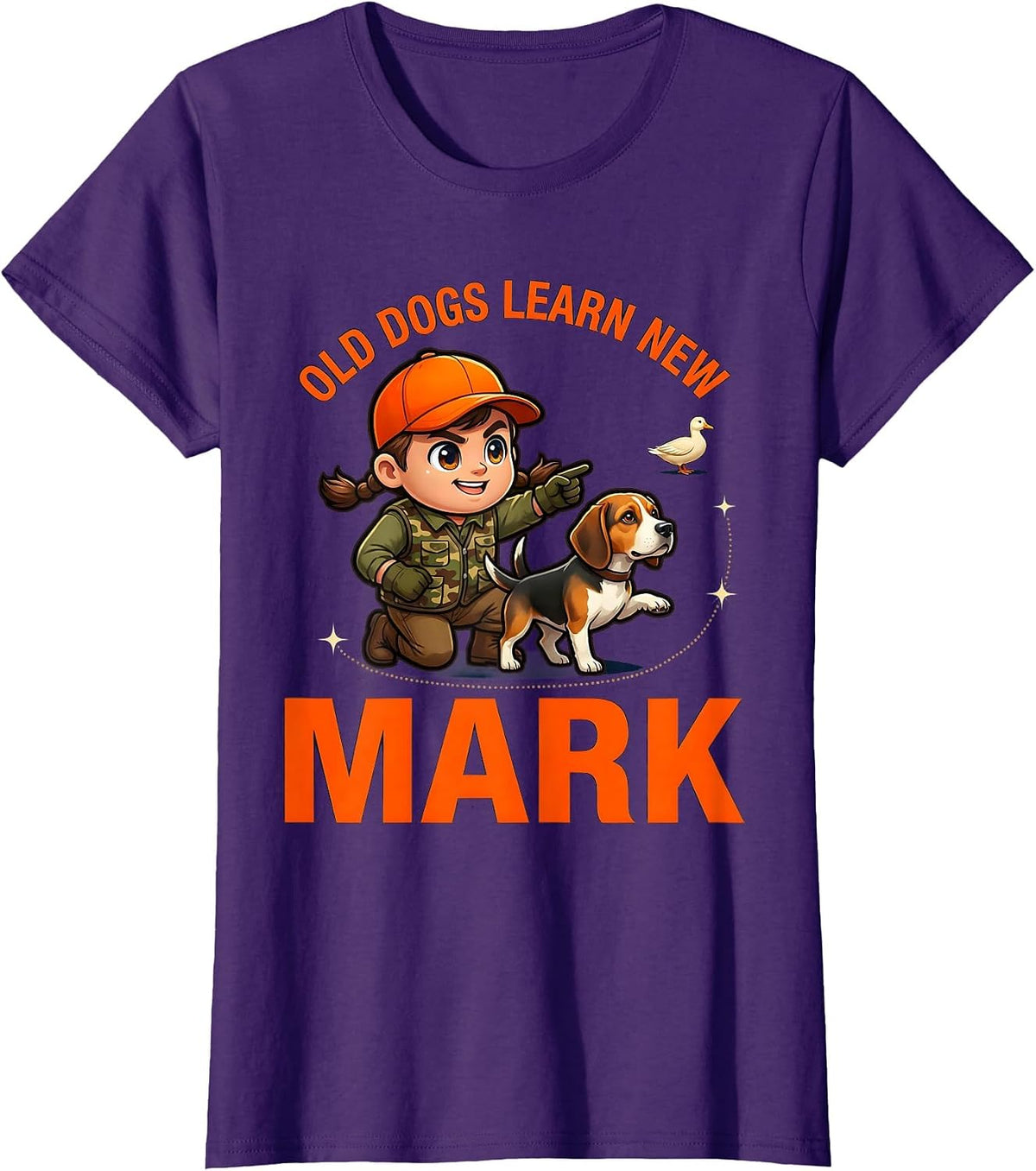 Women's OLD DOGS LEARN NEW MARK Funny Gun Dog Hunter Upland Hunting T-Shirt - Purple