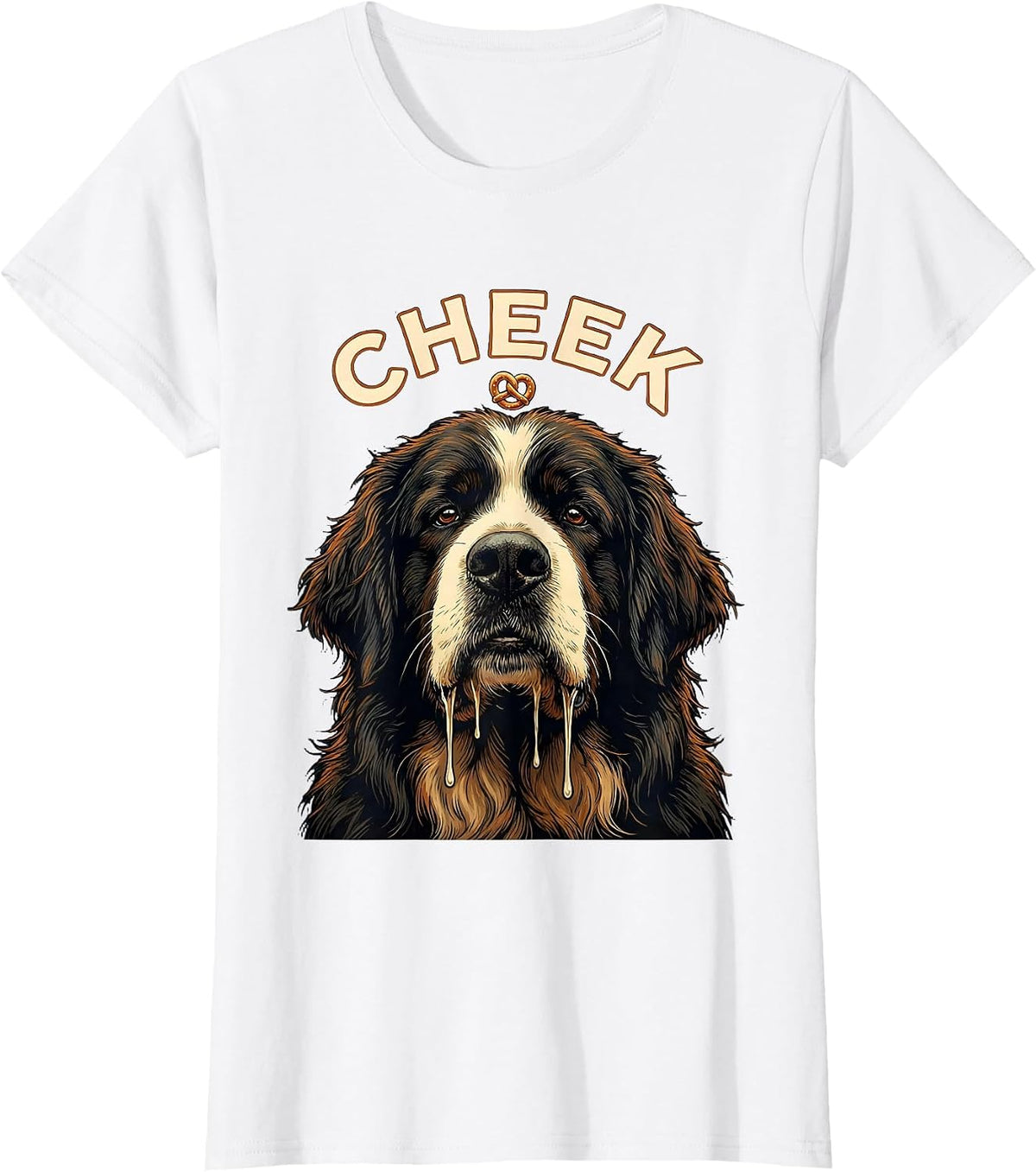 CHEEK Funny Newfoundland Dog Jowls Drool Dog Mom Dog Dad T-Shirt - White