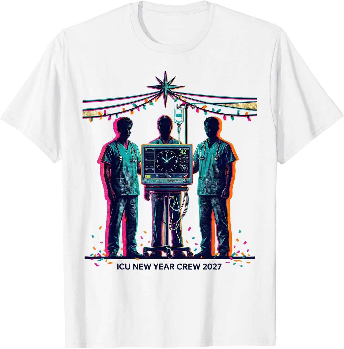 Men's ICU New Year Crew 2027 Funny Nurse Crew New Years Eve Party T-Shirt - White