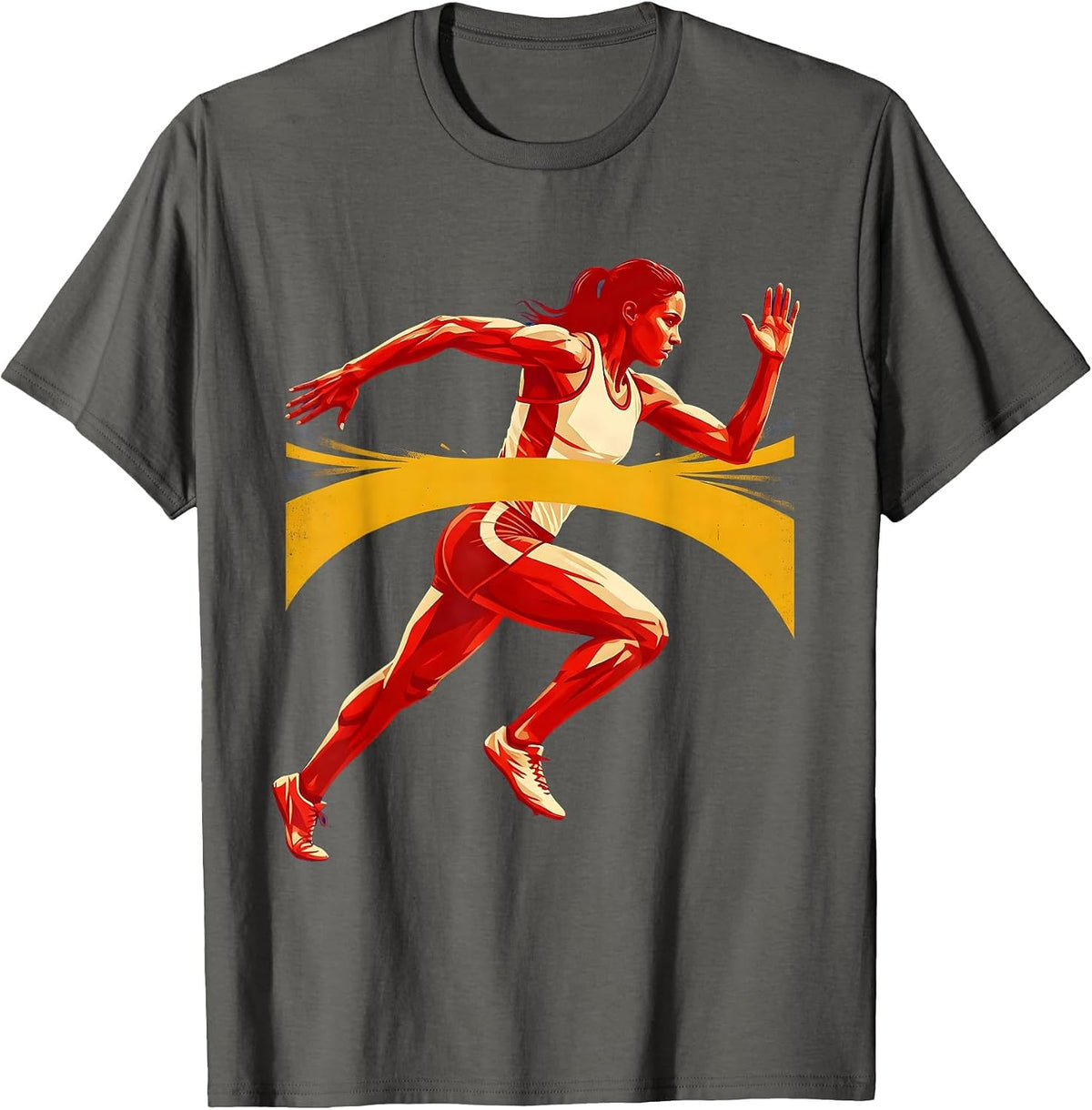 Men's Sprinter Breaking the Tape Track and Field Graphic T-Shirt - Asphalt Grey