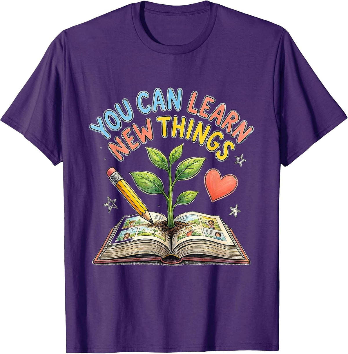 Men's You Can Learn New Things Motivational Teacher Classroom T-Shirt - Purple