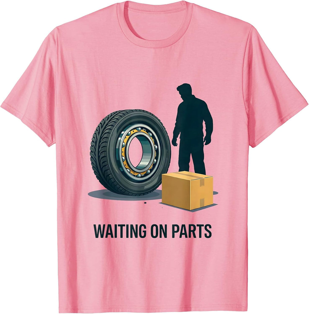 Men's Waiting On Parts Funny Mechanic Humor Auto Repair Technician T-Shirt - Pink