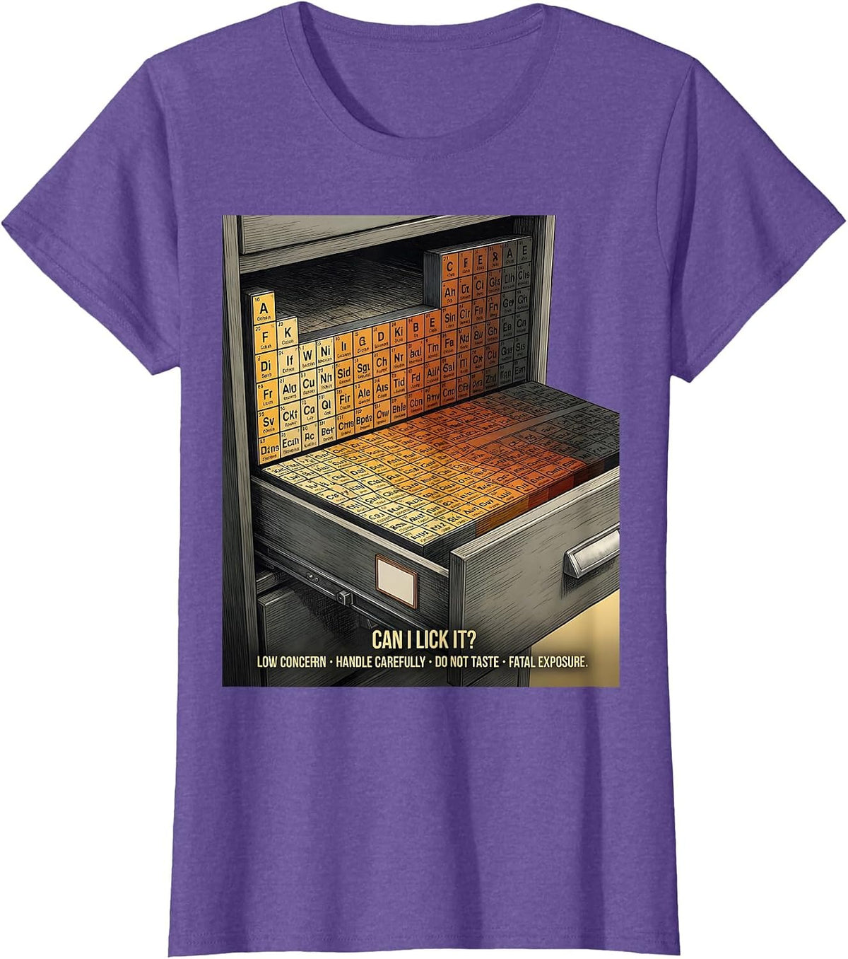 Can I Lick It Funny Periodic Table Science Teacher Gift T-Shirt - Purple Heather
