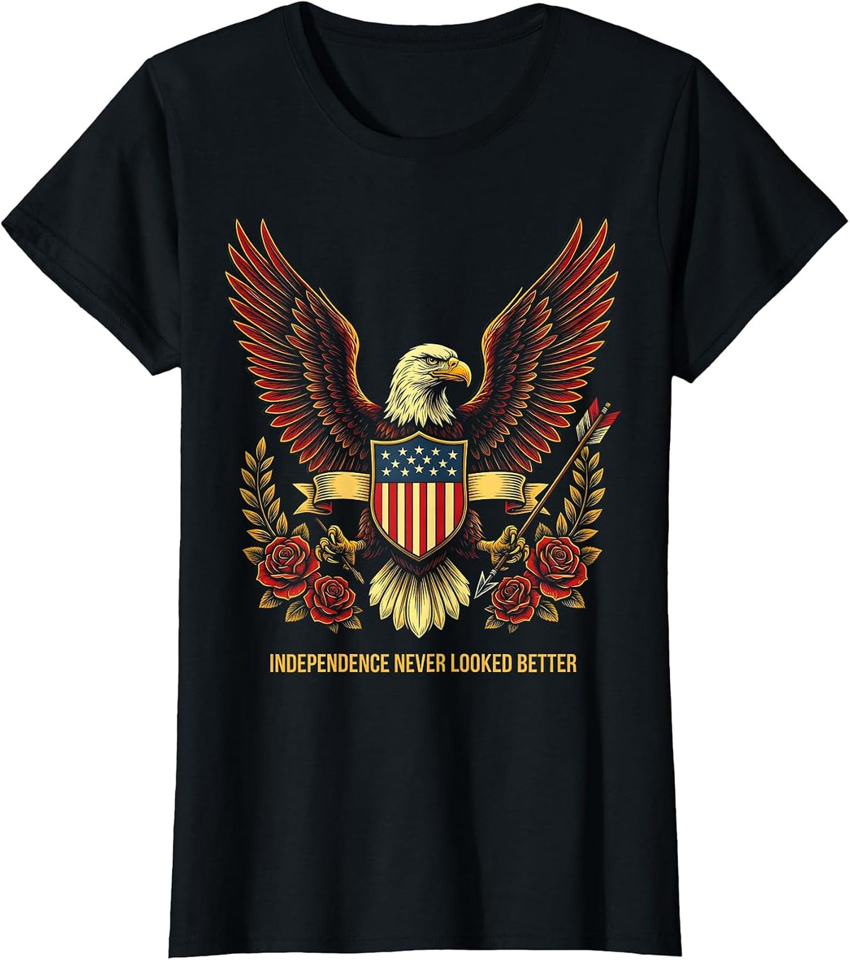 Independence Never Looked Better July 4th Design T-Shirt - Black