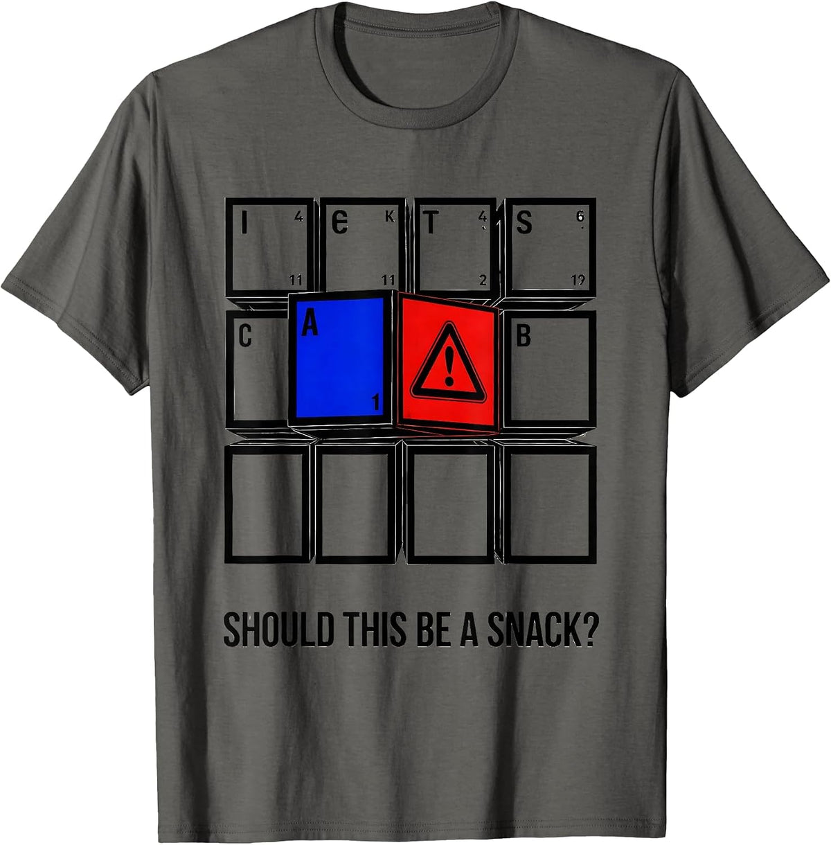 Men's Should This Be A Snack? Funny Periodic Table Science Teacher T-Shirt - Asphalt Grey