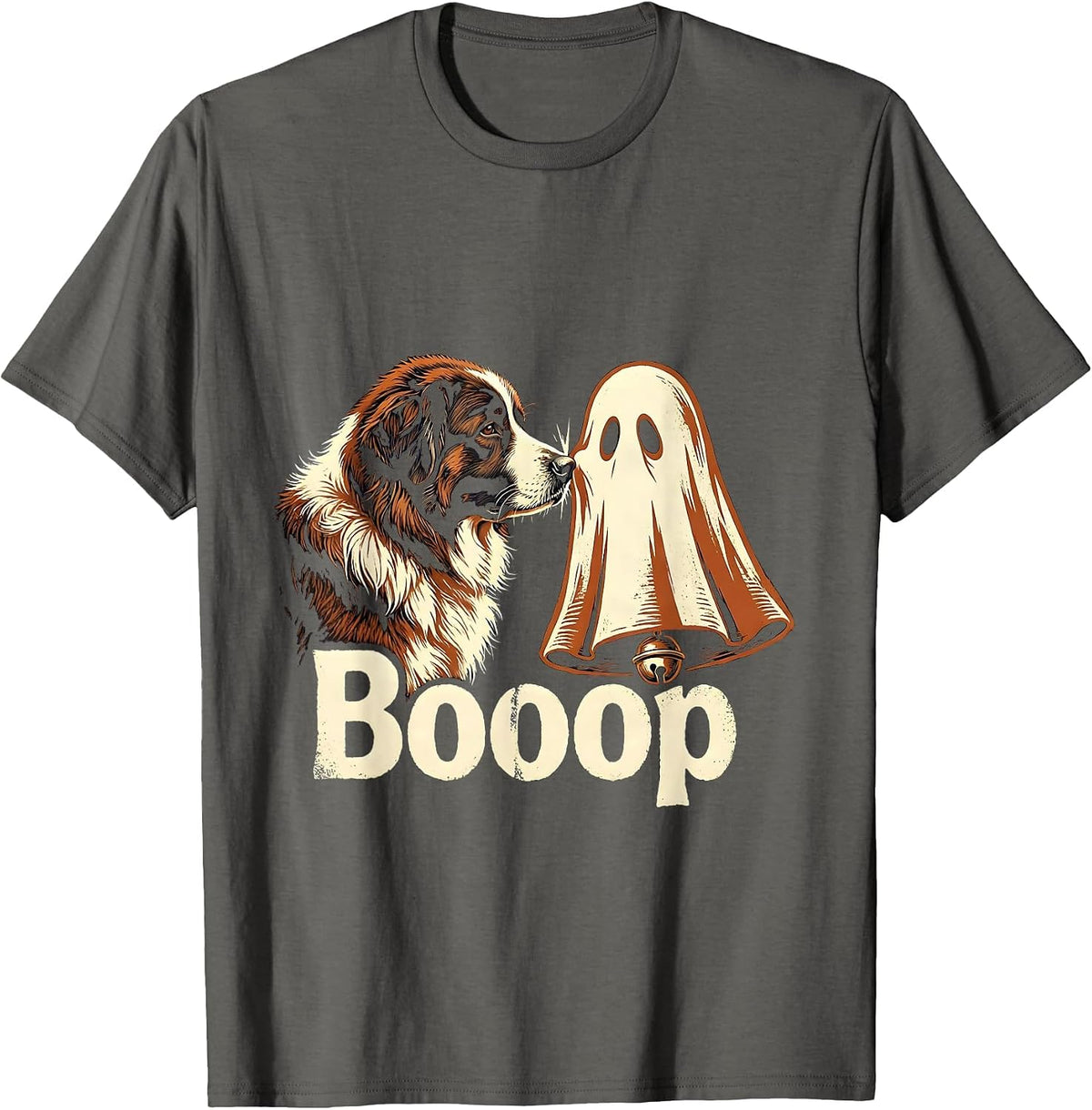 Men's Booop Rubber Stamp Great Pyrenees Ghost Dog Mom Halloween T-Shirt - Asphalt Grey