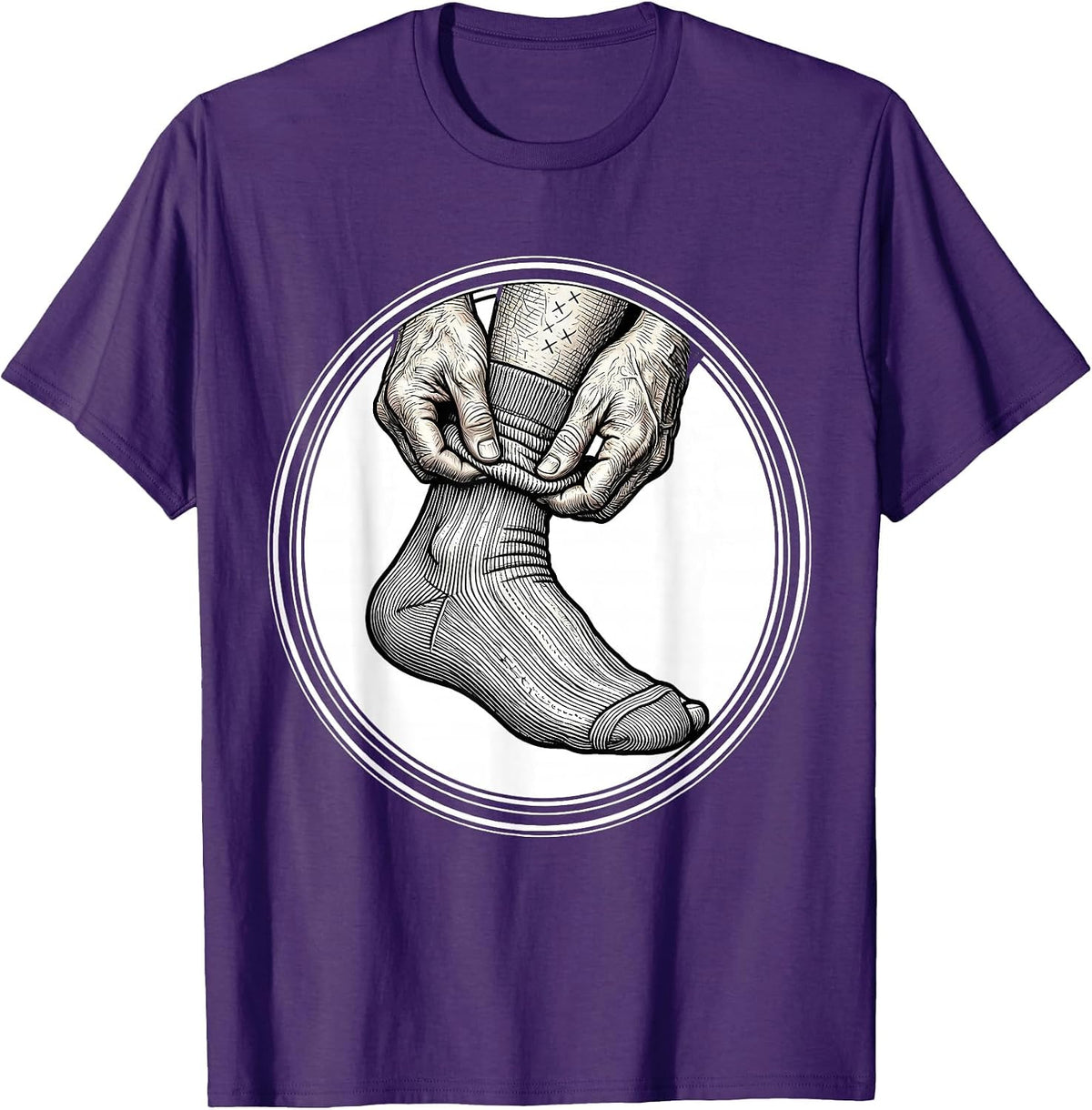 Men's Compression Socks Elderly Care Graphic Design T-Shirt - Purple