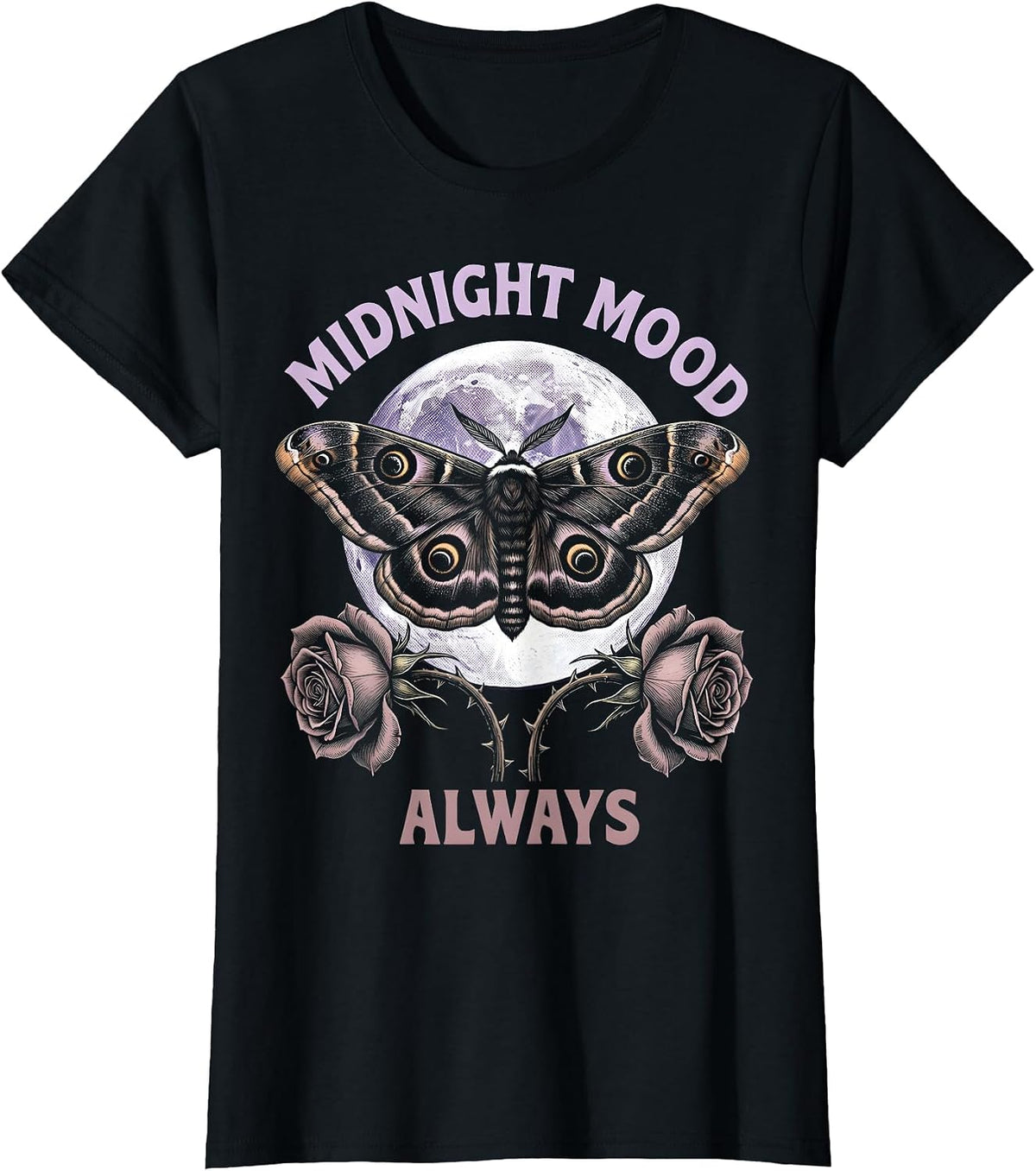 Midnight Mood Always Goth Women's Dark Design T-Shirt - Black