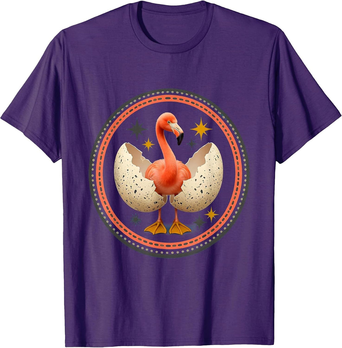 Baby Flamingo Hatching From Egg Graphic Design T-Shirt - Purple