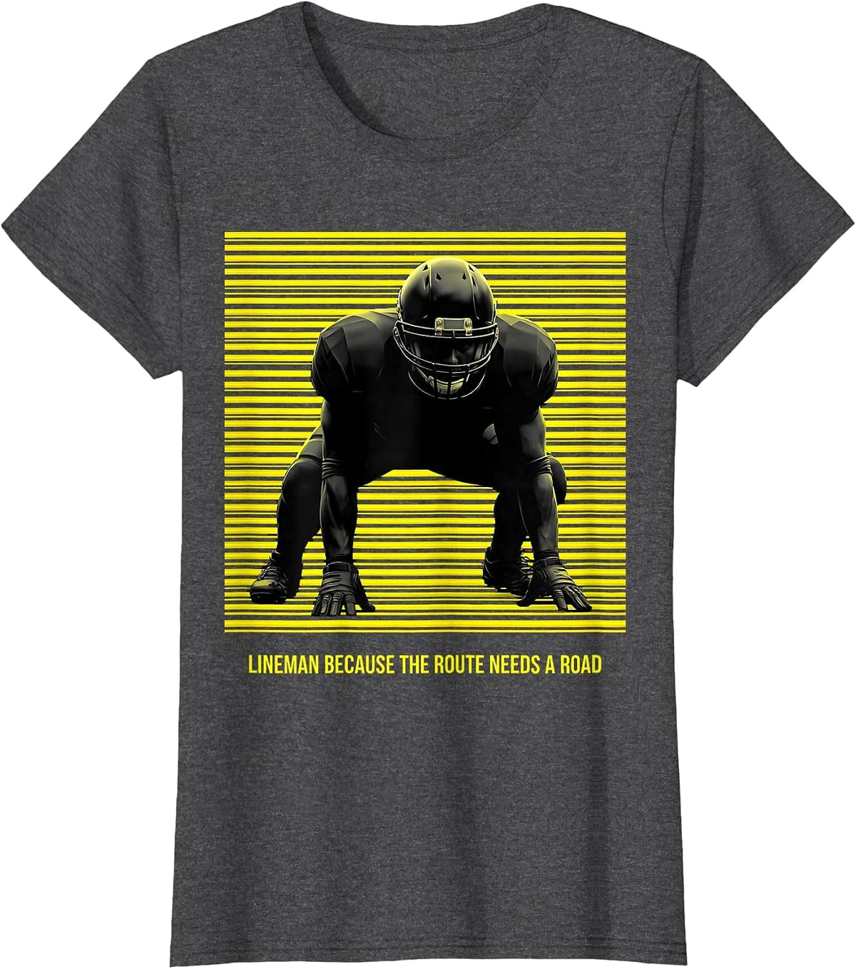 Women's Lineman Because The Route Needs A Road Funny Football T-Shirt - Dark Heather Grey