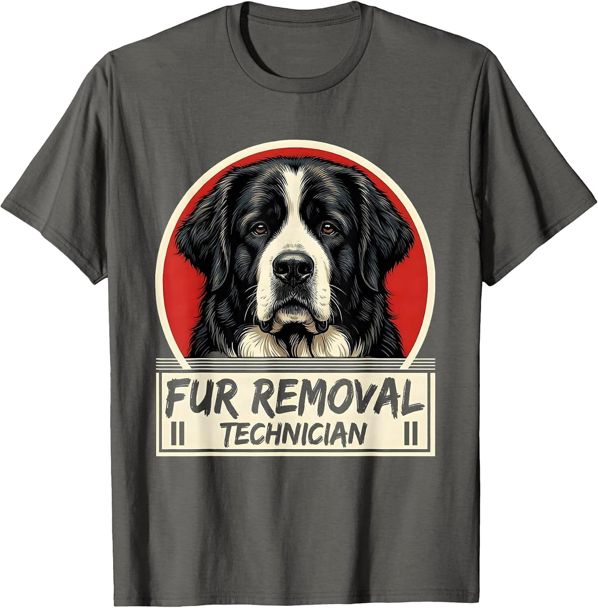 Men's Fur Removal Technician Funny Great Pyrenees Dog Owner Humor T-Shirt - Asphalt Grey
