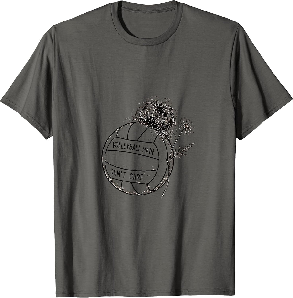 Volleyball Hair Don't Care Funny Player Design T-Shirt - Asphalt Grey