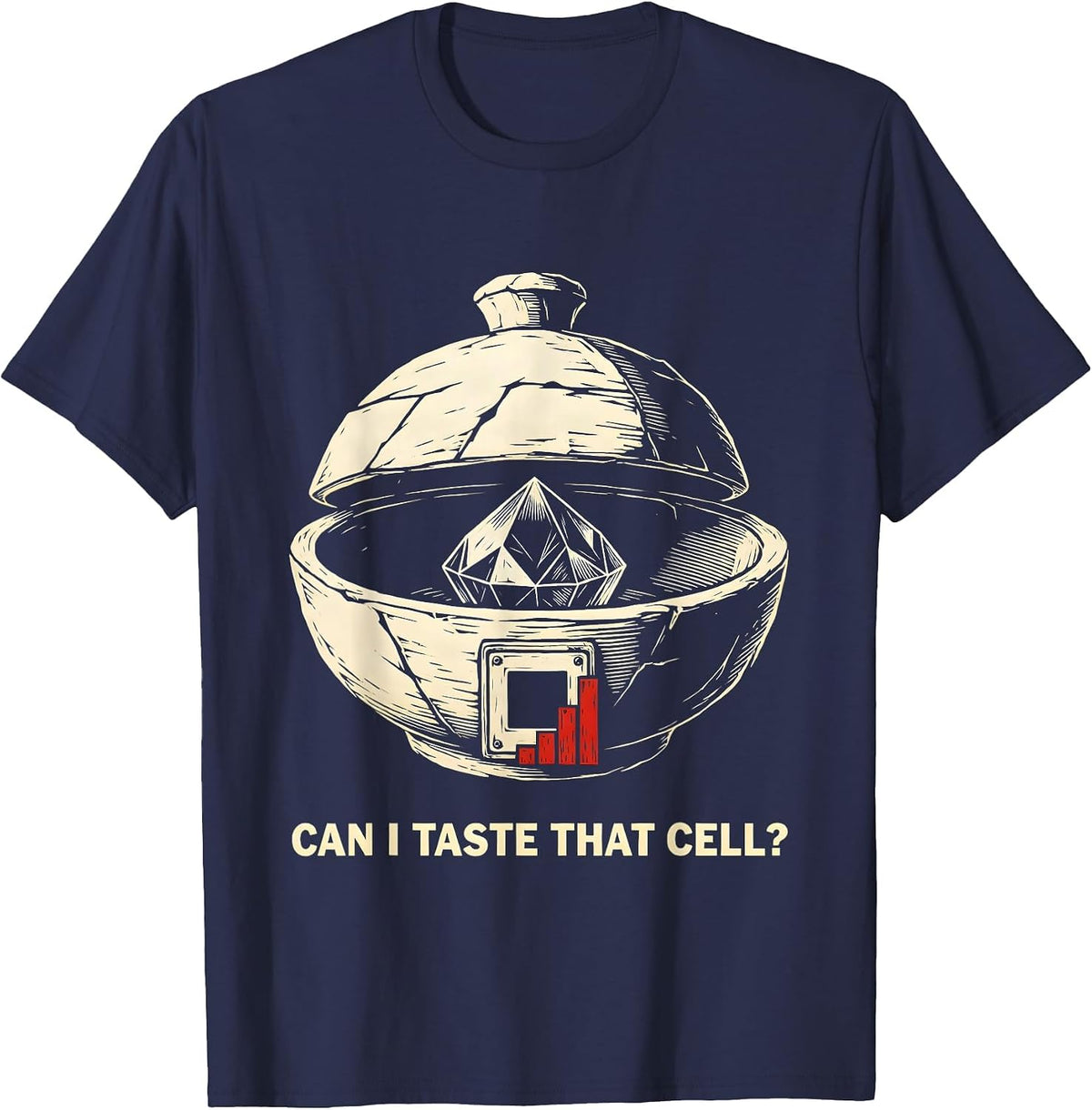 Can I Taste That Cell Funny Periodic Table Science Teacher T-Shirt - Navy Blue