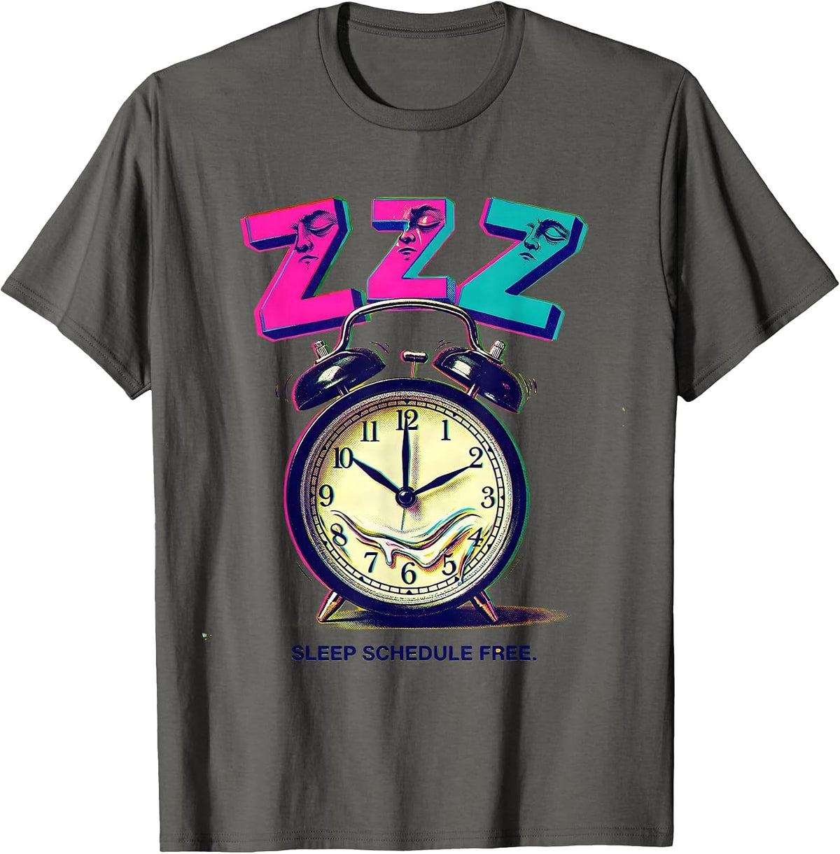 Sleep Schedule Free Funny Labor Day Design T-Shirt - Asphalt Grey