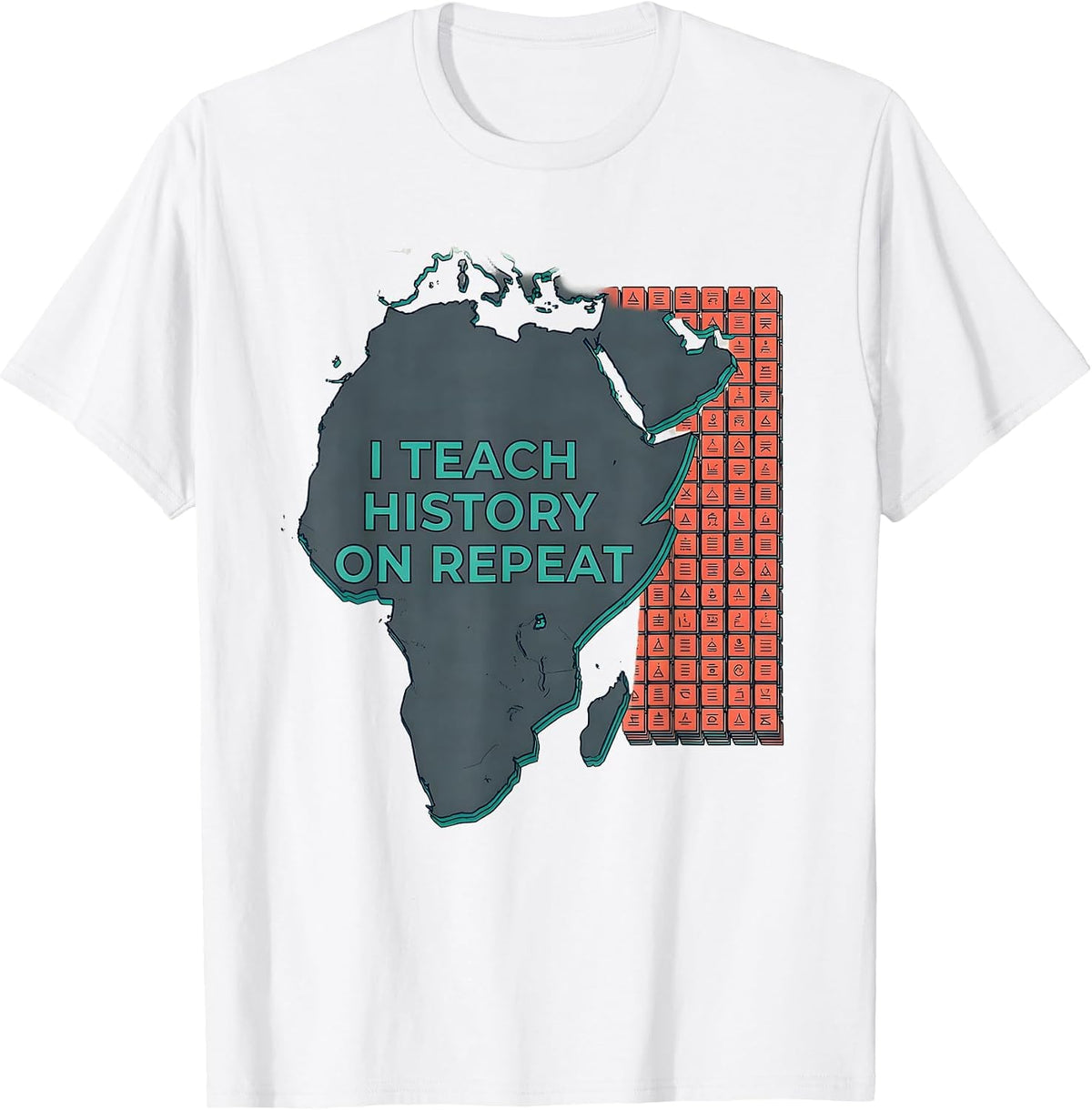 I Teach History On Repeat Funny History Teacher Gift T-Shirt, Men, White, Medium - As Pictured