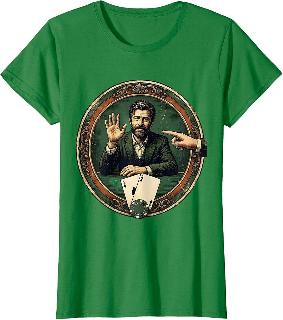 Women's Vintage Casino Badge Relaxed Card Player Humor T-Shirt - Kelly Green