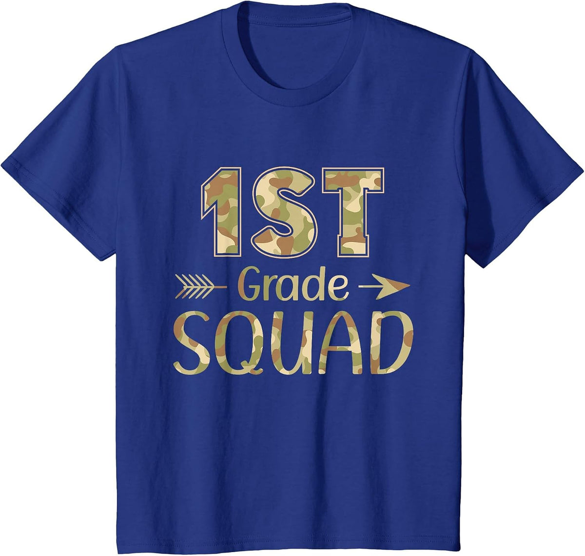 1st Grade Squad Teacher & Student Camo Back to School T-Shirt - Royal Blue