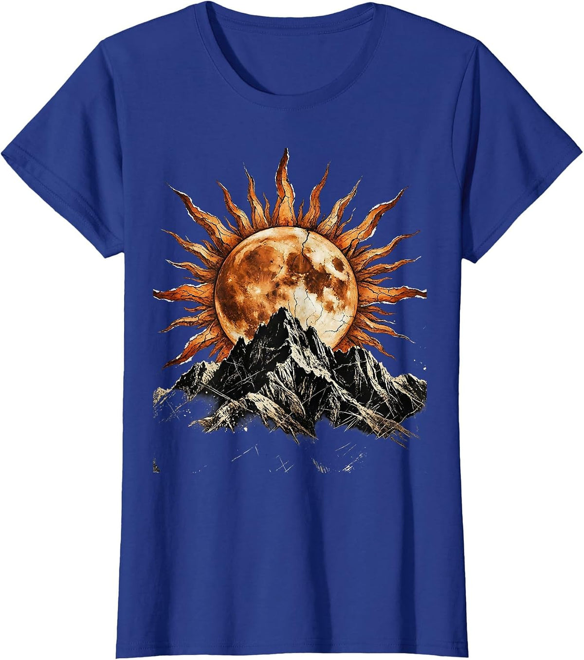 Women's Faith Over Fear Rising Sun Mountain Graphic T-Shirt - Royal Blue