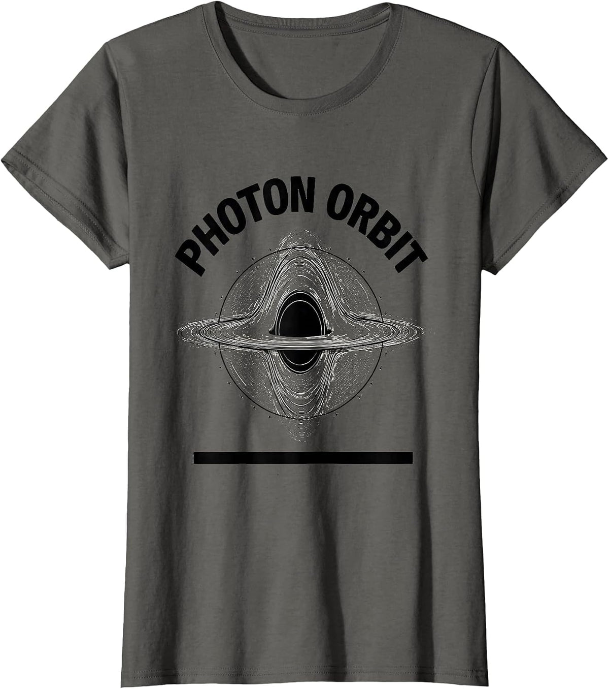 Women's Photon Orbit Line Art Black Hole Astrophysics Science T-Shirt - Asphalt Grey