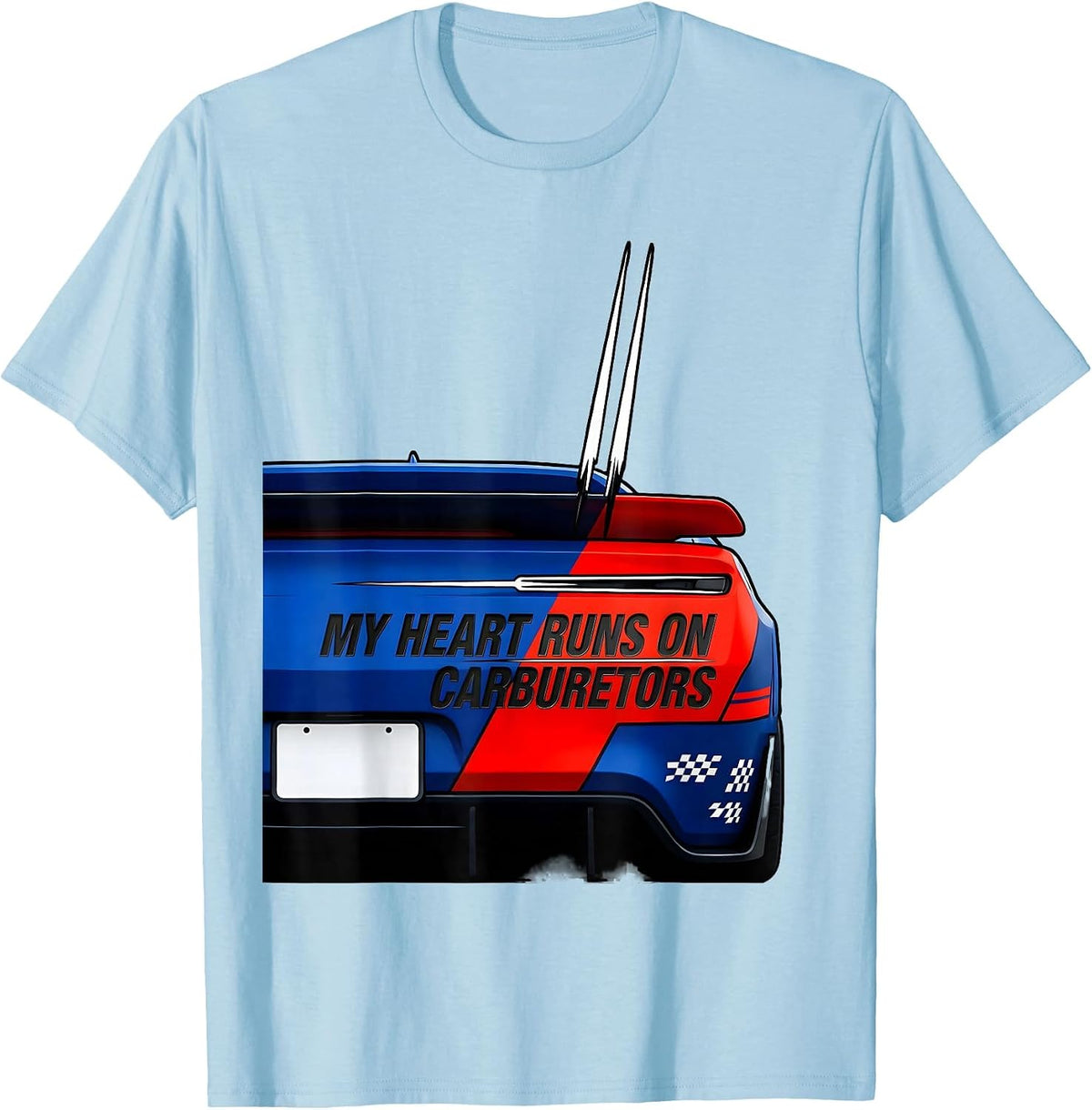 Men's My Heart Runs On Carburetors Funny Car Guy Auto Mechanic T-Shirt - Baby Blue