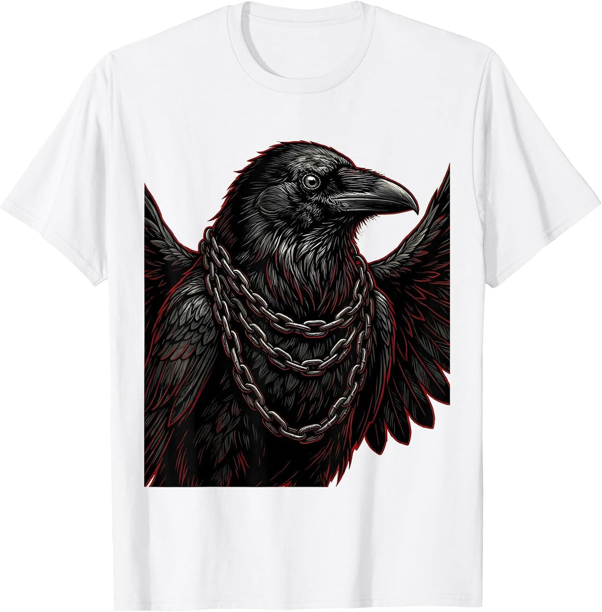 Men's Fawk Off Crow With Chains Graphic Design T-Shirt - White