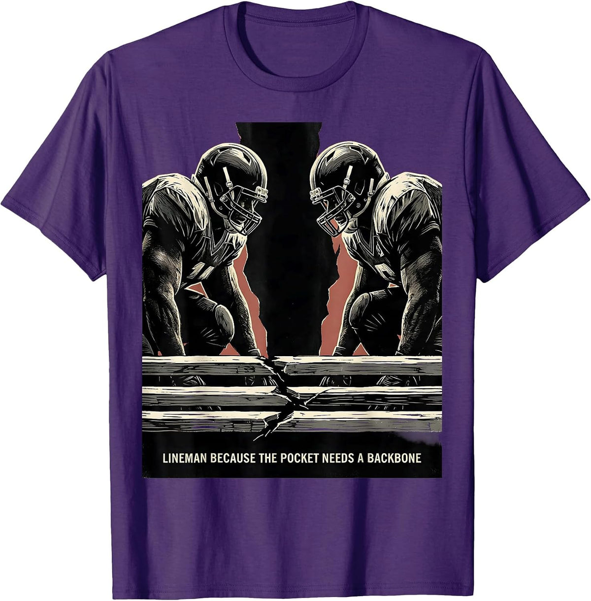 Men's Lineman Because The Pocket Needs A Backbone Football T-Shirt - Purple
