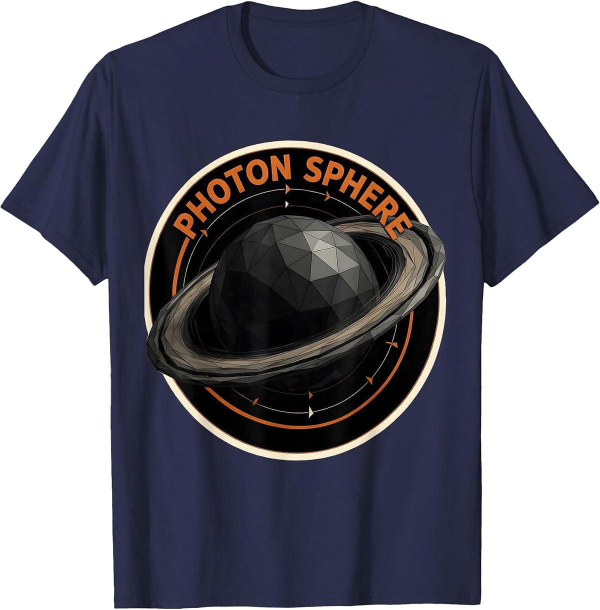 Men's Photon Sphere Low Poly Black Hole Physics Astrophysicist T-Shirt - Navy Blue