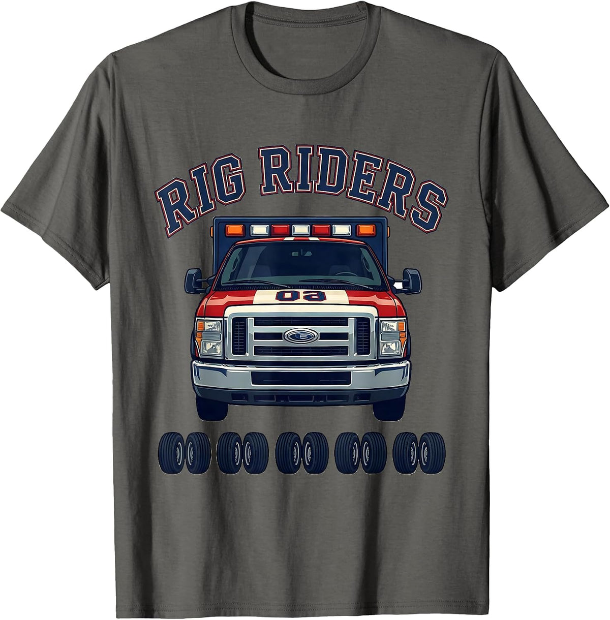 Men's Rig Riders Sports EMS Paramedic EMT Crew Gift T-Shirt - Asphalt Grey