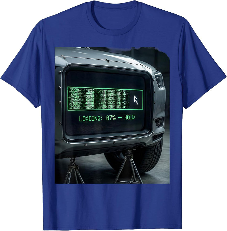 LOADING: 87% — HOLD Funny Car Guy Mechanic Garage Humor T-Shirt - Royal Blue