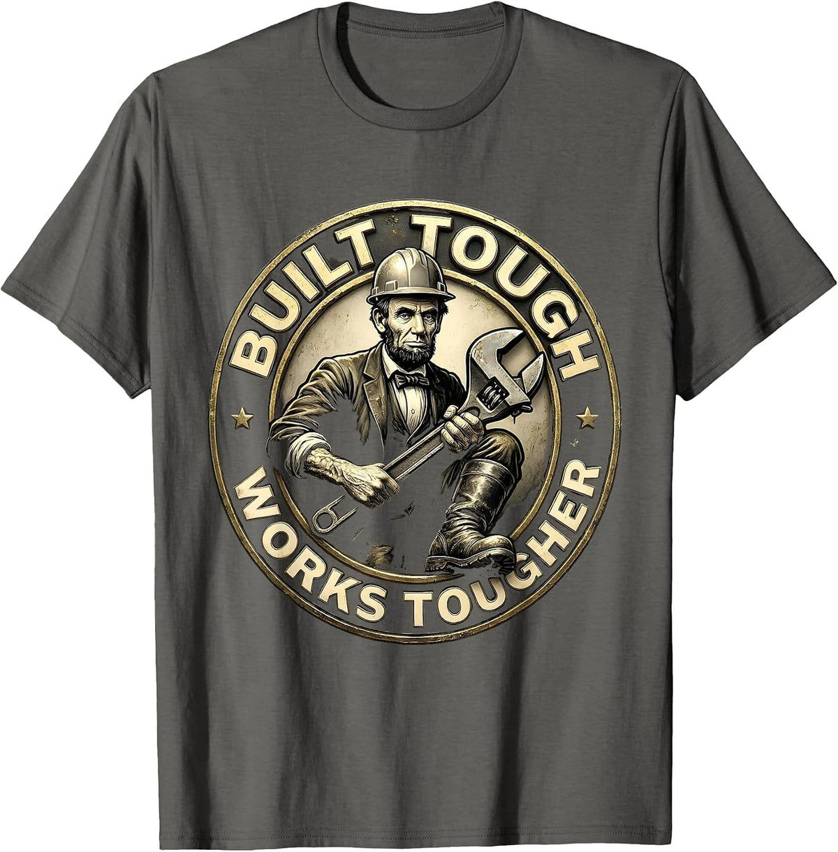 Built Tough Works Tougher Blue Collar Design T-Shirt - Asphalt Grey