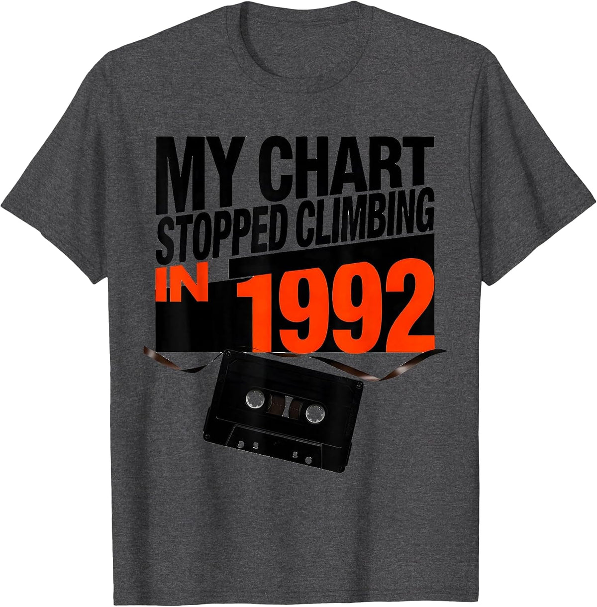 Men's My Chart Stopped Climbing In 1992 Retro 80s 90s Music T-Shirt - Dark Heather Grey