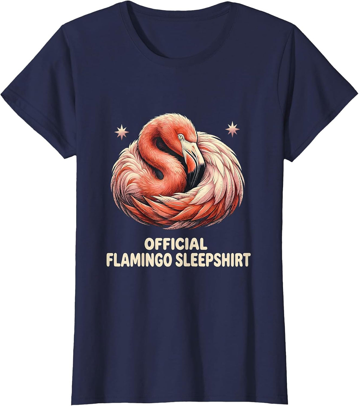 Women's Official Flamingo Sleepshirt Funny Animal Lover Pajama T-Shirt - Navy Blue