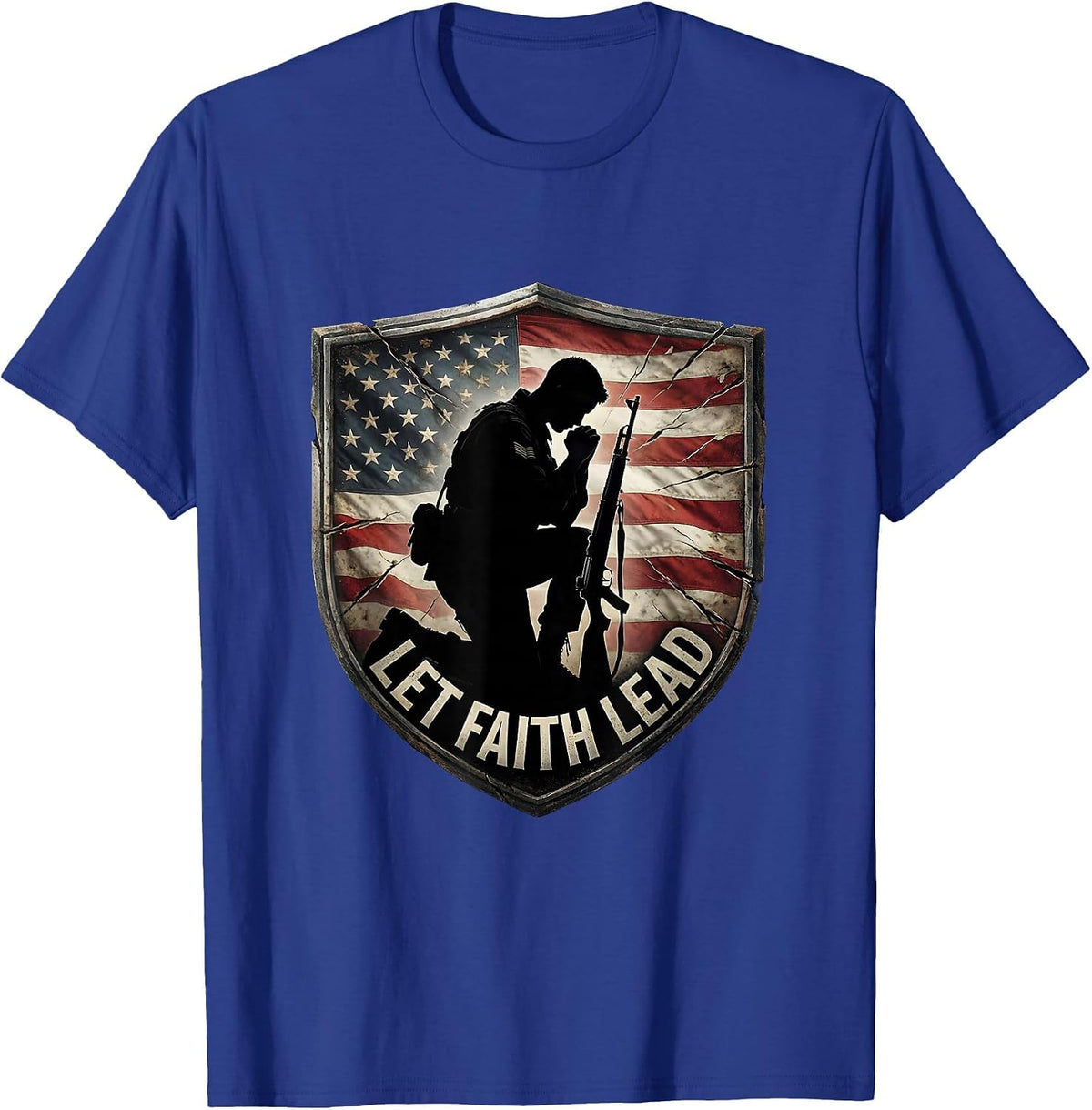 Let Faith Lead Faith Over Fear Inspirational Design T-Shirt - Royal Blue